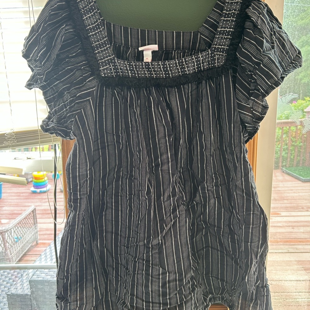 Isabel Maternity Black and White Striped Blouse